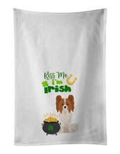 Load image into Gallery viewer, Red and White Papillon St. Patrick's Day White Kitchen Towel Set of 2 Dish Towels