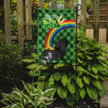 Load image into Gallery viewer, Black Pekingese St. Patrick's Garden Flag – "Kiss Me I’m Irish" with Pot of Gold &amp; Rainbow