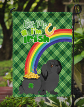 Load image into Gallery viewer, Black Pekingese St. Patrick's Garden Flag – "Kiss Me I’m Irish" with Pot of Gold &amp; Rainbow