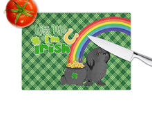 Load image into Gallery viewer, Black Pekingese St. Patrick's Day Glass Cutting Boards – Durable, Decorative Kitchen Art Large