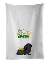 Load image into Gallery viewer, Black Pekingese St. Patrick's Day White Kitchen Towel Set of 2 Dish Towels