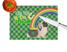 Load image into Gallery viewer, Cream Pekingese St. Patrick's Day Glass Cutting Boards – Durable, Decorative Kitchen Art Large