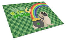 Load image into Gallery viewer, Cream Pekingese St. Patrick's Day Glass Cutting Boards – Durable, Decorative Kitchen Art Large