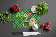 Load image into Gallery viewer, Gold Pekingese St. Patrick's Day Glass Cutting Boards – Durable, Decorative Kitchen Art Large