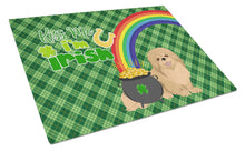 Load image into Gallery viewer, Gold Pekingese St. Patrick's Day Glass Cutting Boards – Durable, Decorative Kitchen Art Large