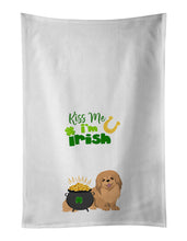 Load image into Gallery viewer, Gold Pekingese St. Patrick's Day White Kitchen Towel Set of 2 Dish Towels