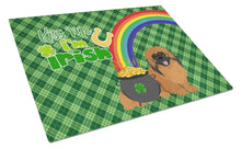 Load image into Gallery viewer, Red Pekingese St. Patrick's Day Glass Cutting Boards – Durable, Decorative Kitchen Art Large