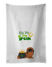 Load image into Gallery viewer, Red Pekingese St. Patrick's Day White Kitchen Towel Set of 2 Dish Towels