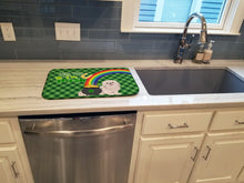 Load image into Gallery viewer, White Pekingese St. Patrick's Day Dish Drying Mat – Absorbent, Artistic Kitchen Essentials