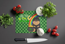 Load image into Gallery viewer, Black and Tan Pomeranian St. Patrick's Day Glass Cutting Boards – Durable, Decorative Kitchen Art Large