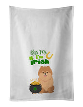 Load image into Gallery viewer, Orange Pomeranian St. Patrick's Day White Kitchen Towel Set of 2 Dish Towels