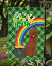 Load image into Gallery viewer, Standard Red Poodle St. Patrick's Garden Flag – "Kiss Me I’m Irish" with Pot of Gold &amp; Rainbow