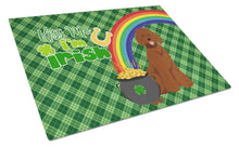 Load image into Gallery viewer, Standard Red Poodle St. Patrick's Day Glass Cutting Boards – Durable, Decorative Kitchen Art Large