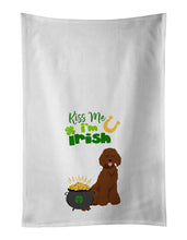 Load image into Gallery viewer, Standard Red Poodle St. Patrick's Day White Kitchen Towel Set of 2 Dish Towels