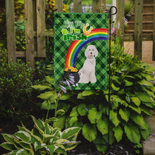 Load image into Gallery viewer, Standard White Poodle St. Patrick's Garden Flag – "Kiss Me I’m Irish" with Pot of Gold &amp; Rainbow