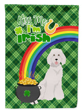 Load image into Gallery viewer, Standard White Poodle St. Patrick's Garden Flag – "Kiss Me I’m Irish" with Pot of Gold &amp; Rainbow