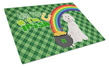 Load image into Gallery viewer, Standard White Poodle St. Patrick's Day Glass Cutting Boards – Durable, Decorative Kitchen Art Large
