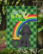 Load image into Gallery viewer, Toy Black Poodle St. Patrick's Garden Flag – "Kiss Me I’m Irish" with Pot of Gold &amp; Rainbow
