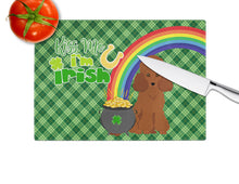 Load image into Gallery viewer, Toy Red Poodle St. Patrick's Day Glass Cutting Boards – Durable, Decorative Kitchen Art Large
