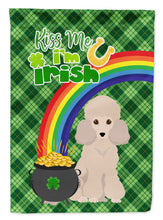 Load image into Gallery viewer, Toy Cream Poodle St. Patrick's Garden Flag – "Kiss Me I’m Irish" with Pot of Gold &amp; Rainbow