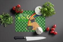 Load image into Gallery viewer, Apricot Pug St. Patrick's Day Glass Cutting Boards – Durable, Decorative Kitchen Art Large