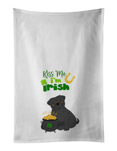 Load image into Gallery viewer, Black Pug St. Patrick's Day White Kitchen Towel Set of 2 Dish Towels