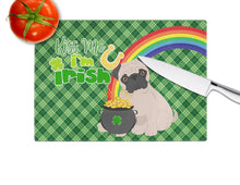 Load image into Gallery viewer, Fawn Pug St. Patrick's Day Glass Cutting Boards – Durable, Decorative Kitchen Art Large