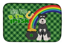 Load image into Gallery viewer, Black and Silver Natural Ears Schnauzer St. Patrick's Day Dish Drying Mat – Absorbent, Artistic Kitchen Essentials