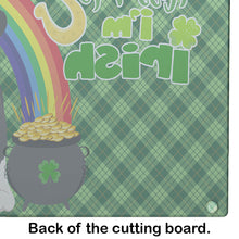 Load image into Gallery viewer, Black and Silver Natural Ears Schnauzer St. Patrick's Day Glass Cutting Boards – Durable, Decorative Kitchen Art Large
