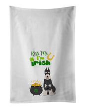 Load image into Gallery viewer, Black and Silver Schnauzer St. Patrick's Day White Kitchen Towel Set of 2 Dish Towels
