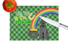 Load image into Gallery viewer, Black Schnauzer St. Patrick's Day Glass Cutting Boards – Durable, Decorative Kitchen Art Large