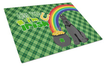 Load image into Gallery viewer, Black Schnauzer St. Patrick's Day Glass Cutting Boards – Durable, Decorative Kitchen Art Large