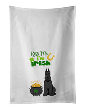 Load image into Gallery viewer, Black Schnauzer St. Patrick's Day White Kitchen Towel Set of 2 Dish Towels