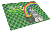 Load image into Gallery viewer, Salt Pepper Natural Ears Schnauzer St. Patrick's Day Glass Cutting Boards – Durable, Decorative Kitchen Art Large