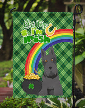 Load image into Gallery viewer, Black Scottish Terrier St. Patrick's Garden Flag – "Kiss Me I’m Irish" with Pot of Gold &amp; Rainbow