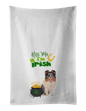 Load image into Gallery viewer, Blue Merle Sheltie St. Patrick's Day White Kitchen Towel Set of 2 Dish Towels