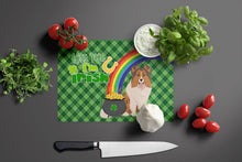 Load image into Gallery viewer, Sable Sheltie St. Patrick's Day Glass Cutting Boards – Durable, Decorative Kitchen Art Large