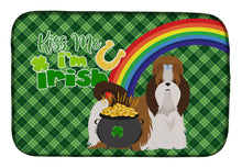 Load image into Gallery viewer, Red and White Shih Tzu St. Patrick's Day Dish Drying Mat – Absorbent, Artistic Kitchen Essentials
