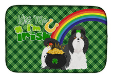 Load image into Gallery viewer, Black and White Shih Tzu St. Patrick's Day Dish Drying Mat – Absorbent, Artistic Kitchen Essentials