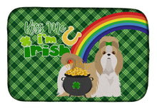 Load image into Gallery viewer, Gold and White Shih Tzu St. Patrick's Day Dish Drying Mat – Absorbent, Artistic Kitchen Essentials