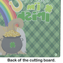 Load image into Gallery viewer, Gold and White Shih Tzu St. Patrick's Day Glass Cutting Boards – Durable, Decorative Kitchen Art Large
