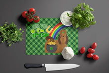 Load image into Gallery viewer, Red Shih Tzu St. Patrick's Day Glass Cutting Boards – Durable, Decorative Kitchen Art Large
