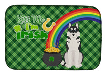 Load image into Gallery viewer, Black Siberian Husky St. Patrick's Day Dish Drying Mat – Absorbent, Artistic Kitchen Essentials