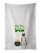 Load image into Gallery viewer, Black Siberian Husky St. Patrick's Day White Kitchen Towel Set of 2 Dish Towels