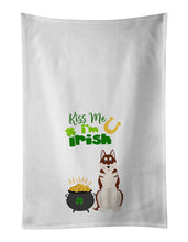 Load image into Gallery viewer, Red Siberian Husky St. Patrick's Day White Kitchen Towel Set of 2 Dish Towels