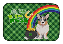 Load image into Gallery viewer, Blue Merle Cardigan Corgi St. Patrick's Day Dish Drying Mat – Absorbent, Artistic Kitchen Essentials