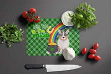 Load image into Gallery viewer, Blue Merle Cardigan Corgi St. Patrick's Day Glass Cutting Boards – Durable, Decorative Kitchen Art Large