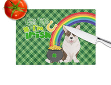 Load image into Gallery viewer, Brindle Cardigan Corgi St. Patrick's Day Glass Cutting Boards – Durable, Decorative Kitchen Art Large