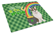 Load image into Gallery viewer, Brindle Cardigan Corgi St. Patrick's Day Glass Cutting Boards – Durable, Decorative Kitchen Art Large