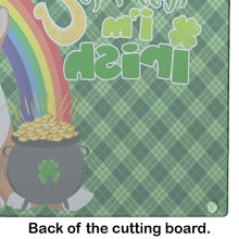 Load image into Gallery viewer, Red Cardigan Corgi St. Patrick's Day Glass Cutting Boards – Durable, Decorative Kitchen Art Large
